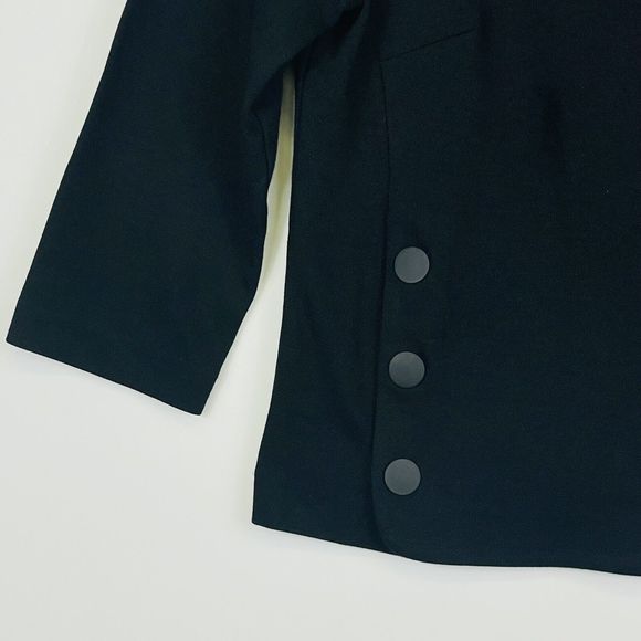 CAbi Black 3/4 Sleeve Back Zip Front Snap Rayon Blend Career Shirt Womens Small - Picture 3 of 5
